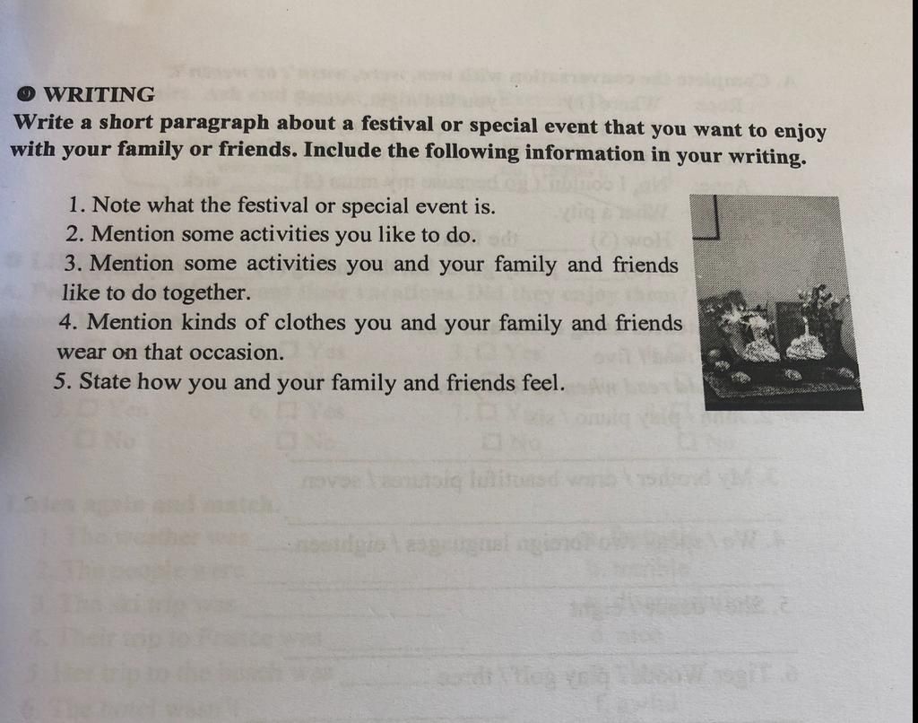 O Writing Write A Short Paragraph About A Festival Or Special Event That  You Want To Enjoy With Your Family Or Friends. Include The Following  Information I