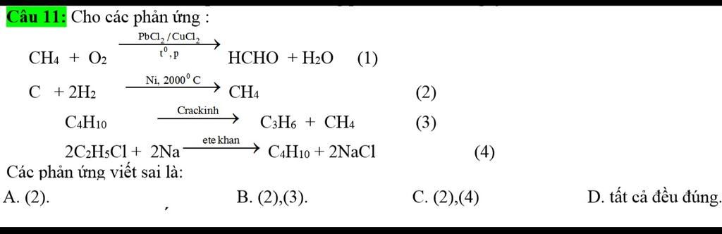 Quy trình tổng quát và điều kiện để phản ứng CH4 + O2 → H2O + HCHO xảy ra?
