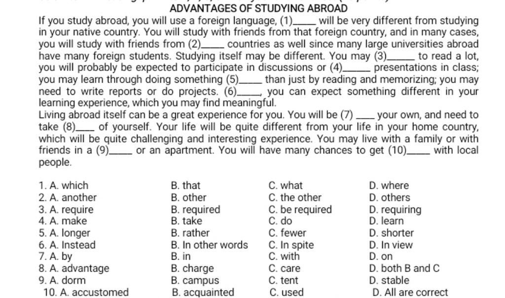 Advantages Of Studying Abroad If You Study Abroad, You Will Use A Foreign  Language, (1) Will Be Very Different From Studying In Your Native Country.  You Wi