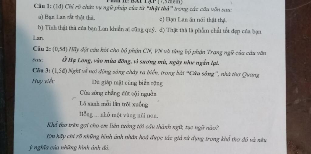 Từ nào trong câu thường được dùng để làm vị ngữ? 
