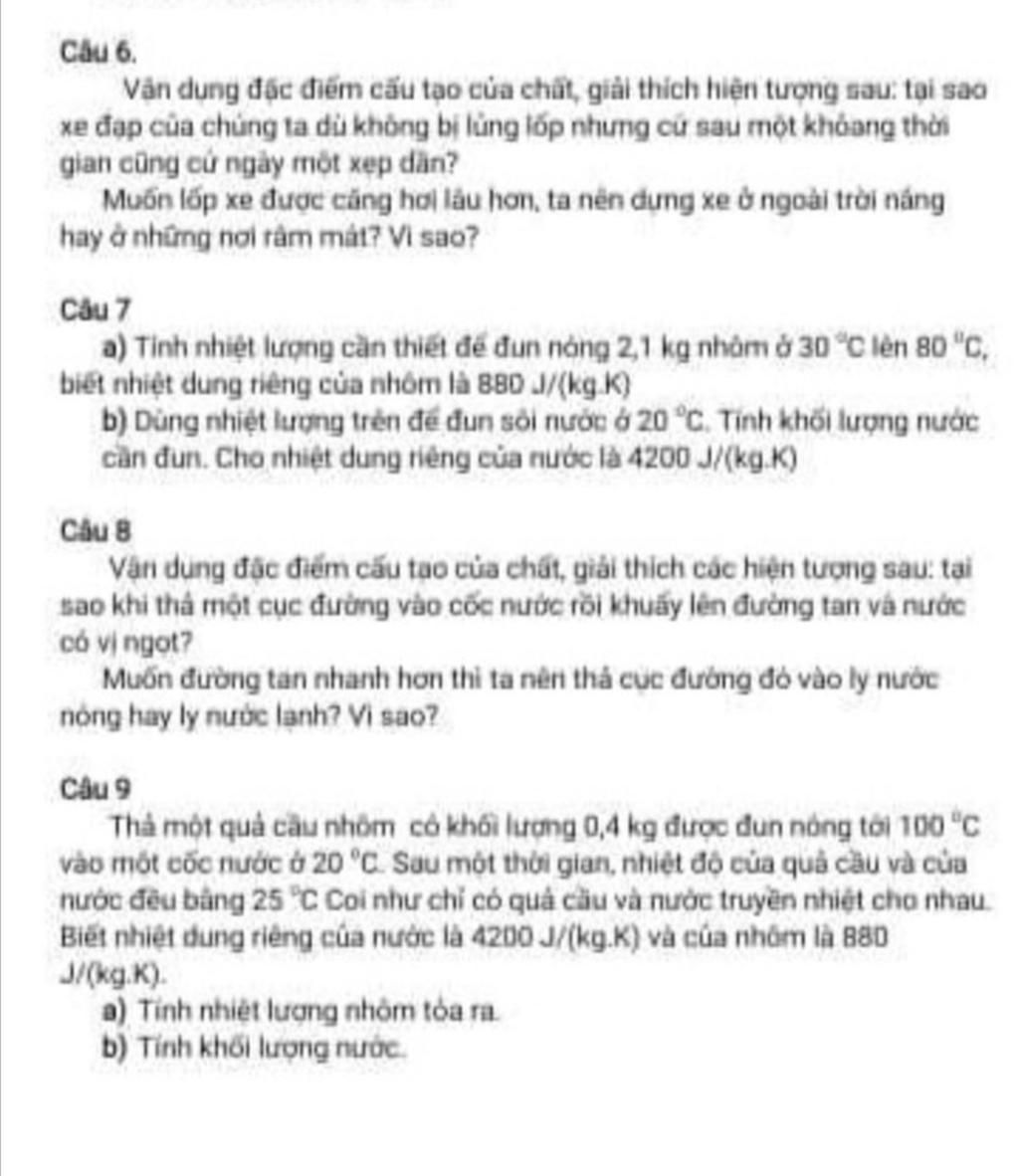 Câu 6. Vân Dụng Đặc Điểm Cấu Tạo Của Chất, Giải Thích Hiện Tượng Sau: Tại  Sao Xe Đạp Của Chúng Ta Dù Không Bị Lùng Lốp Nhưng Cứ Sau Một Khóang