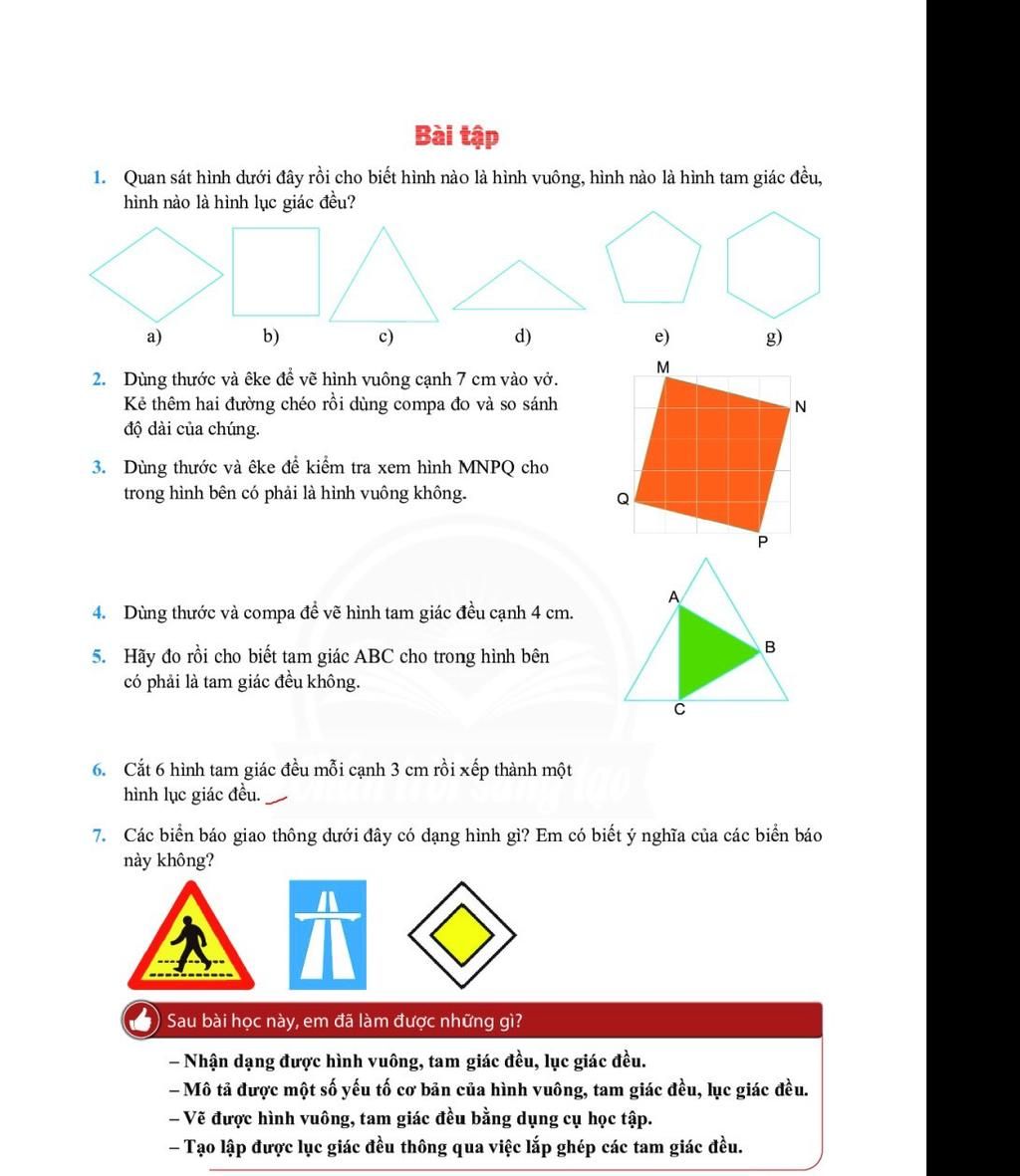 Toán 6 Bài 1 Hình vuông Tam giác đều Lục giác đều Giải Toán lớp 6 trang  79 sách Chân trời sáng tạo  Tập 1