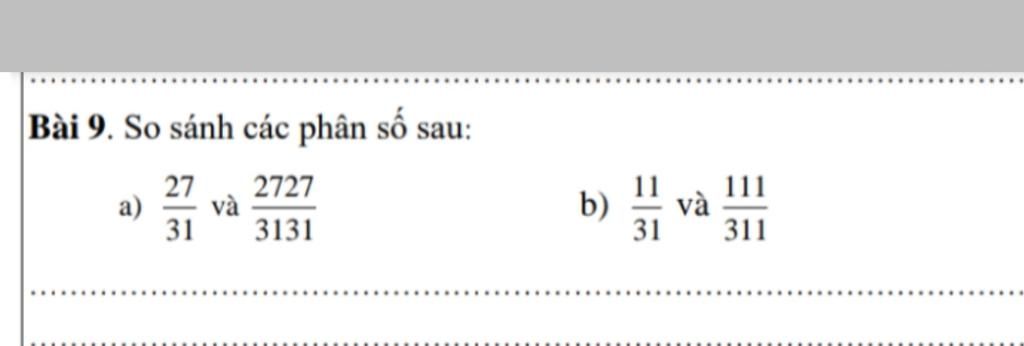 So sánh các phân số 27/31 và 2727/3131 - Bài tập toán học