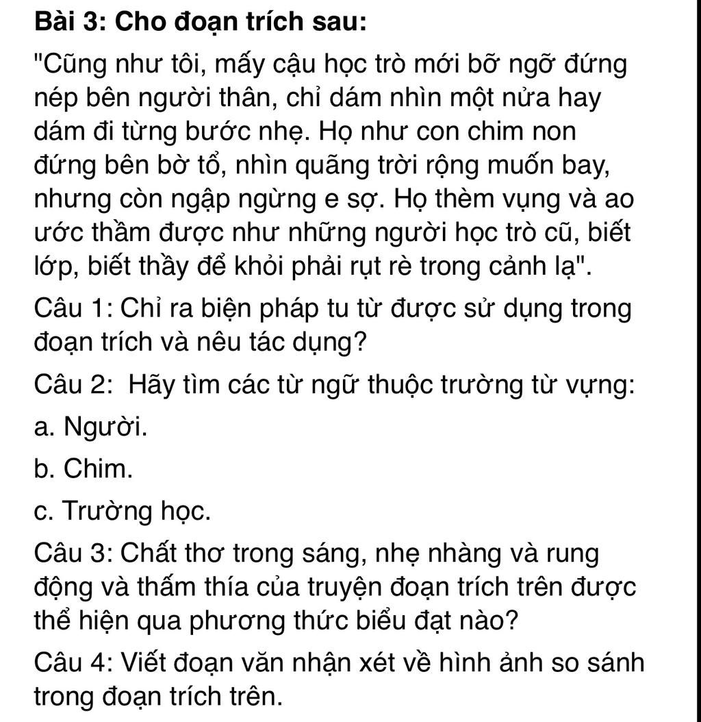 Bài 3: Cho đoạn trích sau: 