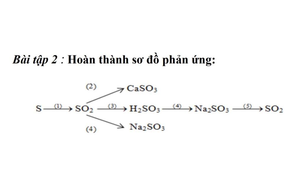 Bài tập 2 : Hoàn thành sơ đồ phản ứng: (2) CaSO3 9 »NazSO3 (5 ...