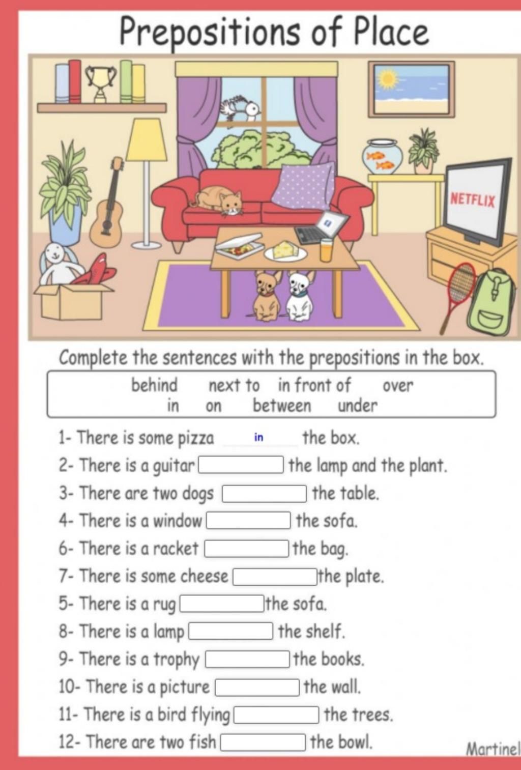 Prepositions of place netflix complete the sentences with the