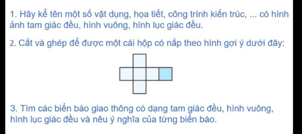 1. Hãy kể tên một số vật dụng, họa tiết, công trình kiến trúc ...