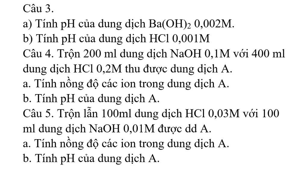 7. Liên kết giữa pH và pOH trong dung dịch Ba(OH)2 là gì?
