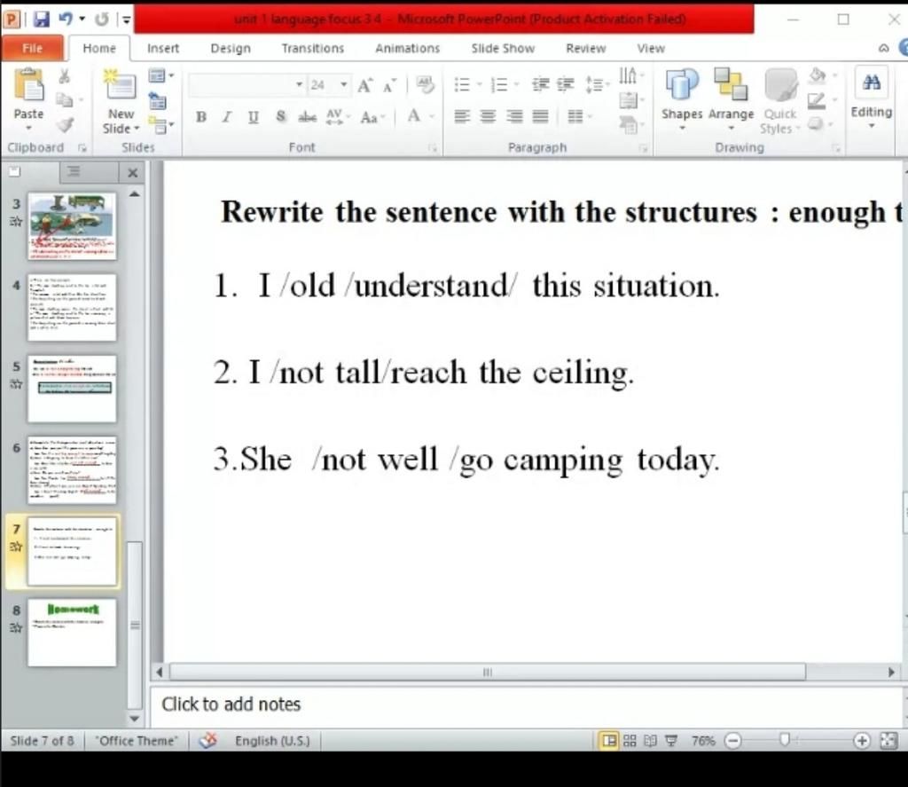 unit 1 language focus 34 Microsoft PowerPoint (Product Activation Failed) File Home Insert Design Transitions Animations Slide Show Review View ది 24 A A = unit 1 language focus 34 Microsoft PowerPoint (Product Activation Failed) File Home Insert Design Transitions Animations Slide Show Review View ది 24 A A =