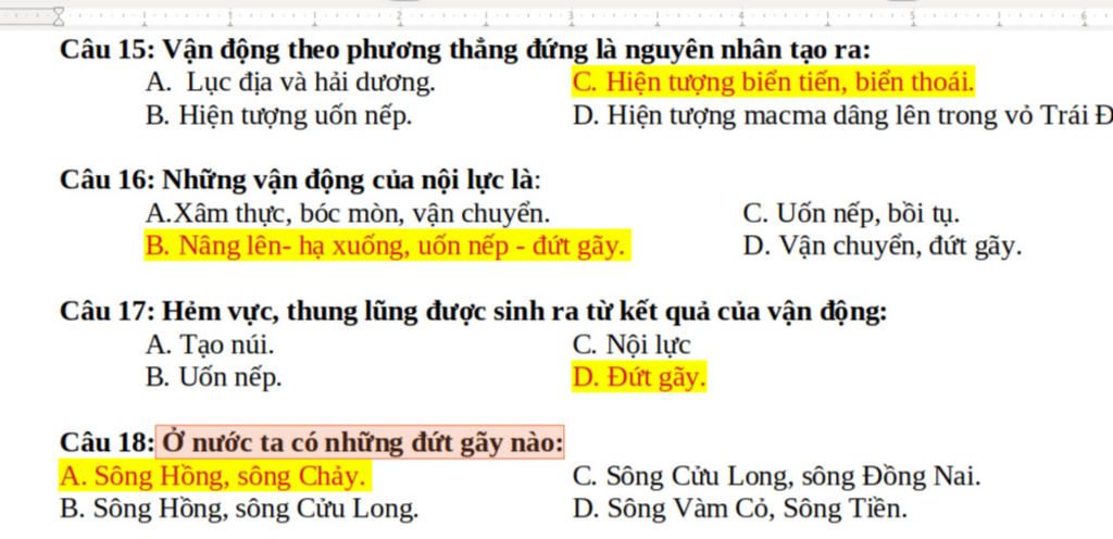kết quả của vận động theo phương thẳng đứng là