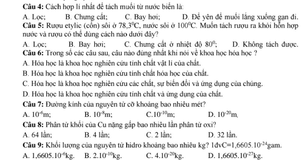 cách hợp lý để tách muối từ nước biển