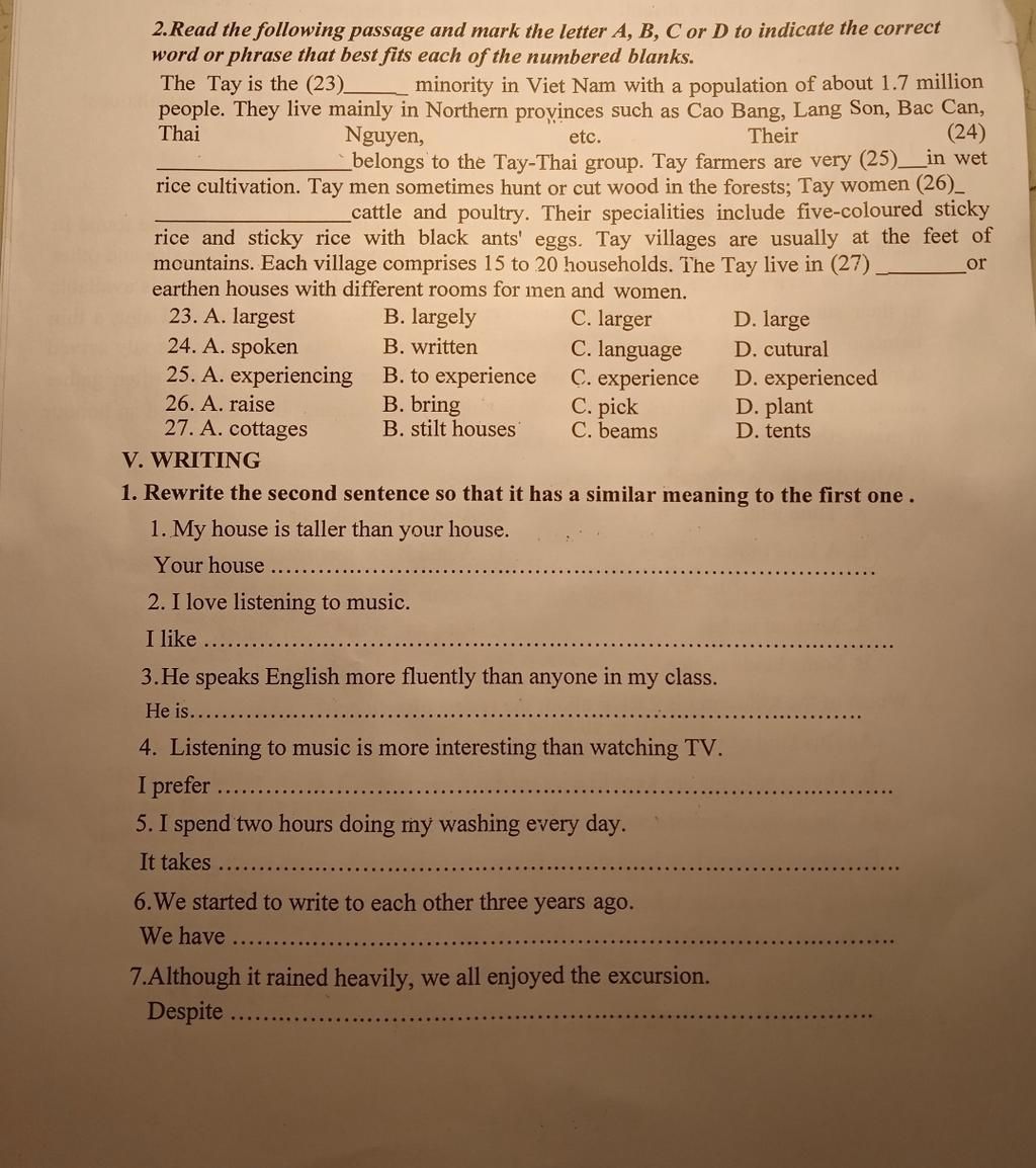 2. Read The Following Passage And Mark The Letter A, B, C Or D To ...