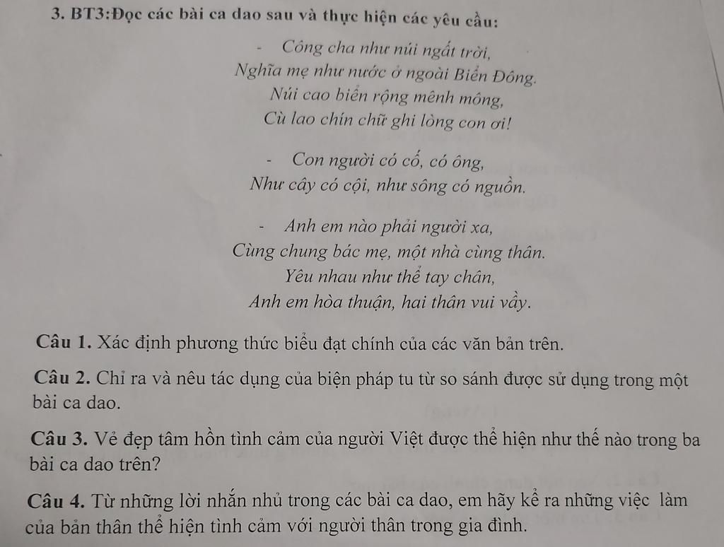 3. BT3 c c c b i ca dao sau v th c hi n c c y u c u C ng cha