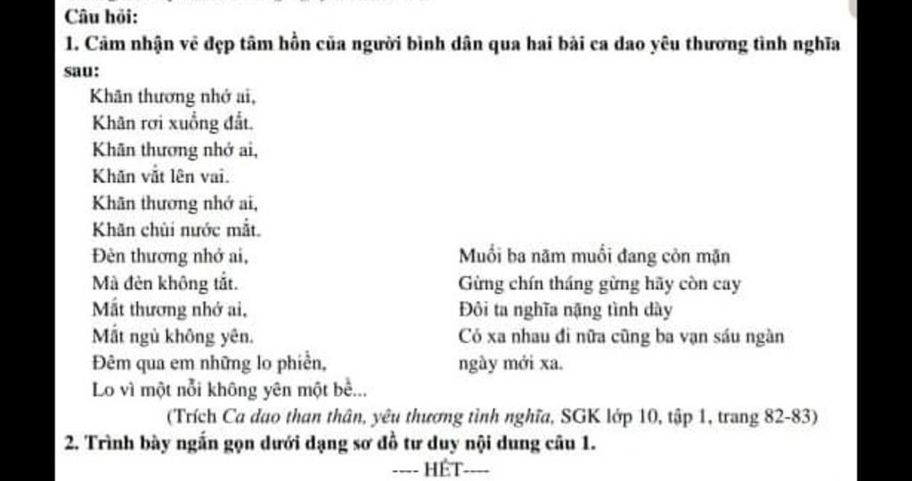 Ai Giúp Mình Làm 2 Câu Này Với Ạ. Mình Cảm Ơn Nhiều ❤️❤️Câu Hỏi: 1. Cảm  Nhận Vẻ Đẹp Tâm Hồn Của Người Binh Dân Qua Hai Bài Ca Dao Yêu