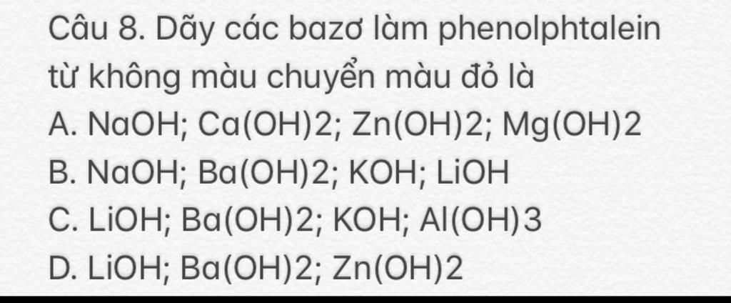 Dãy Các Bazơ Làm Phenolphtalein Hóa Đỏ: Hiểu Rõ Cơ Chế và Ứng Dụng