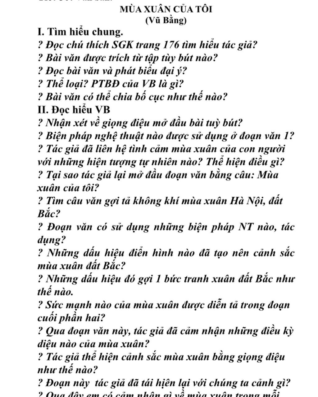 Mùa Xuân Của Tôi (Vũ Bằng) I. Tìm Hiểu Chung. ? Đọc Chú Thích Sgk Trang 176  Tìm Hiểu Tác Giả? ? Bài Văn Được Trích Từ Tập Tùy Bút Nào? ?