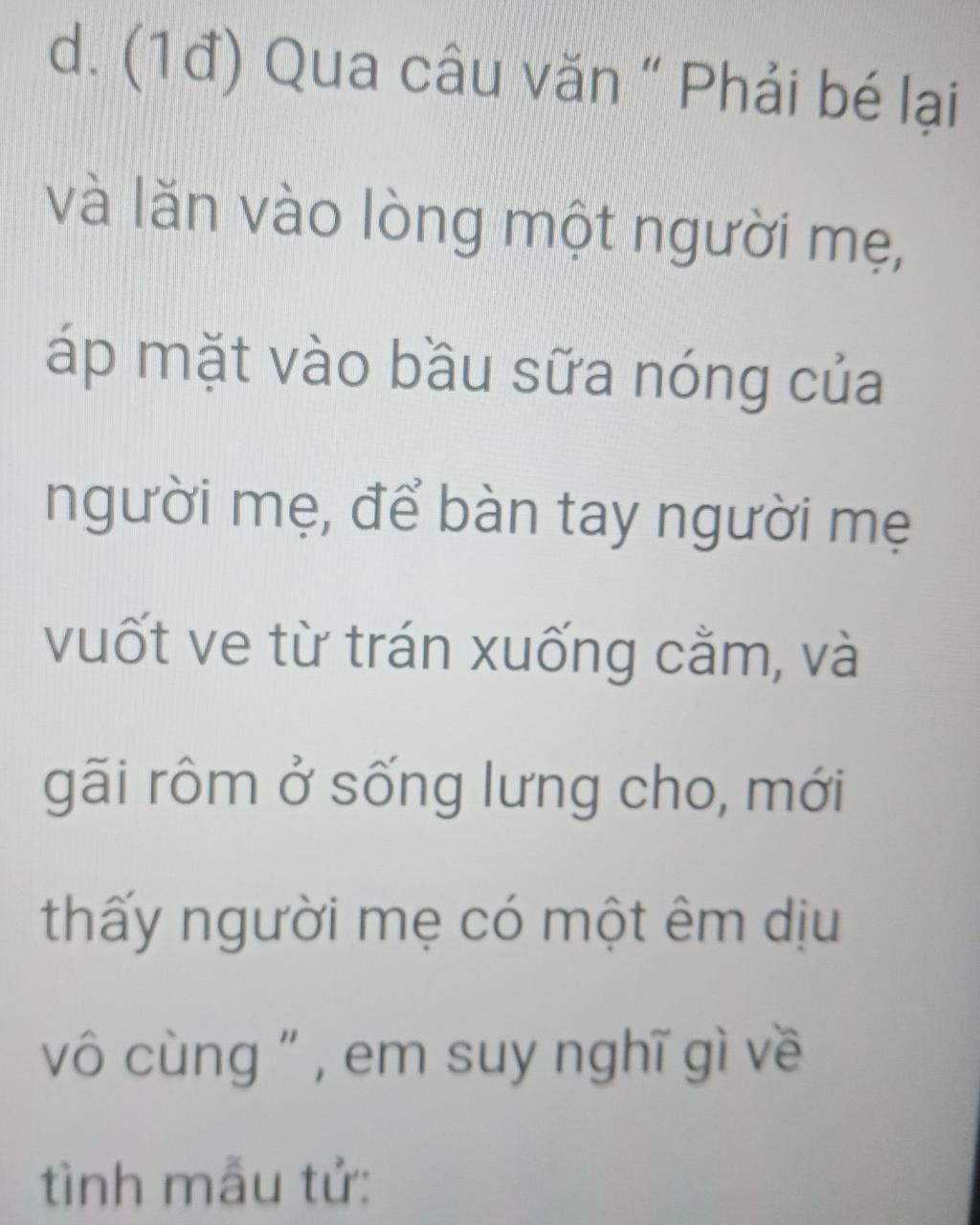 d. (1đ) Qua câu văn \