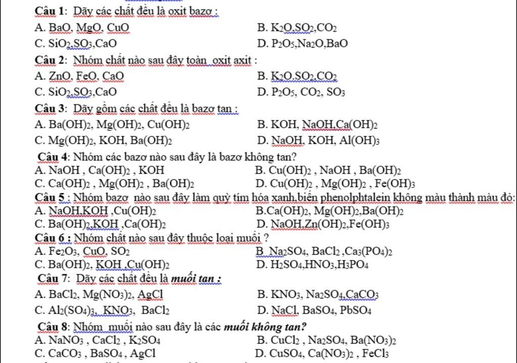 Dãy gồm các chất đều là oxit bazơ: Khám phá các tính chất và ứng dụng thực tiễn