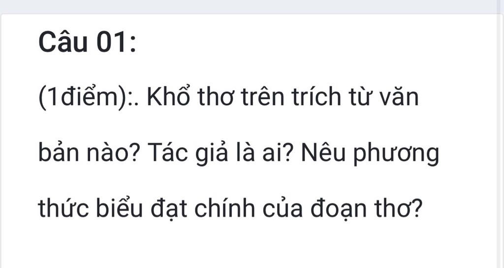 Mọi Người Ơi Cho Mình Hỏi Khổ 4 Bài Thơ Bếp Lửa Ptbđ Là Gì Ạcâu 01:  (1Điểm):. Khổ Thơ Trên Trích Từ Văn Bản Nào? Tác Giả Là Ai? Nếu Phương