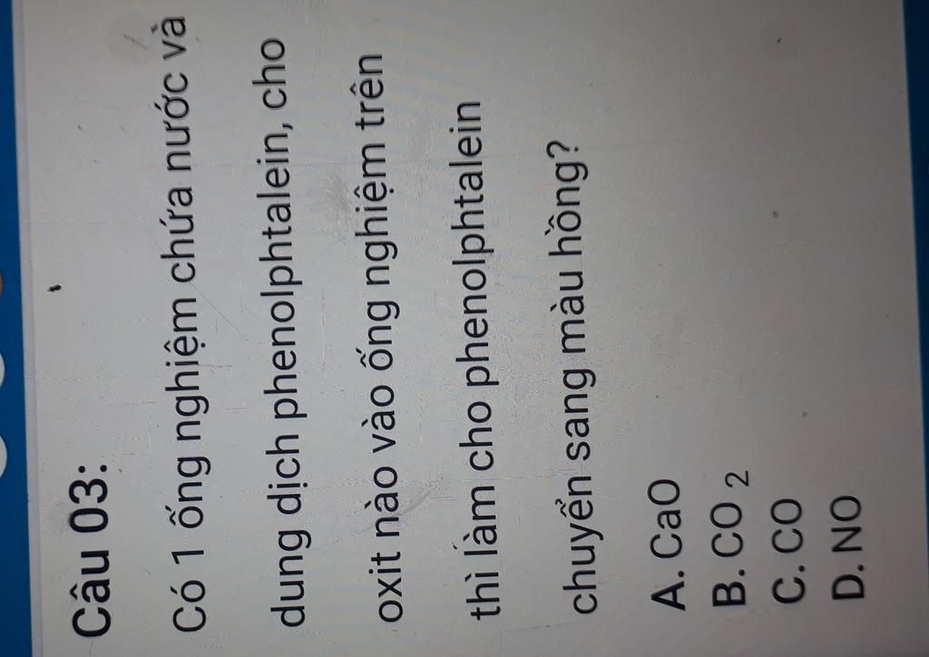 Có những loại oxit nào có thể làm cho phenolphtalein chuyển sang màu hồng? 
