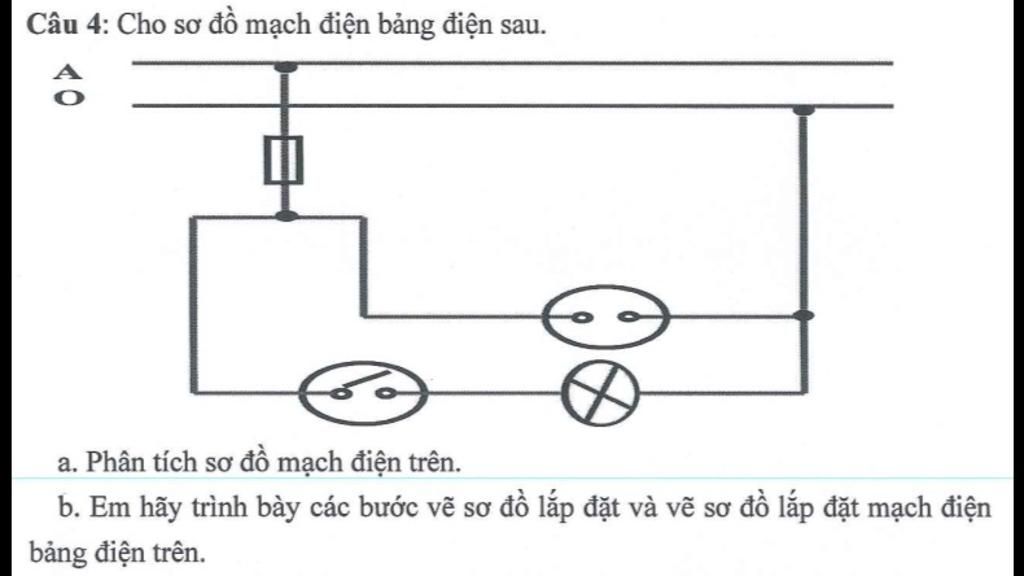 Câu 4: Cho sơ đồ mạch điện bảng điện sau. a. Phân tích sơ đồ mạch ...