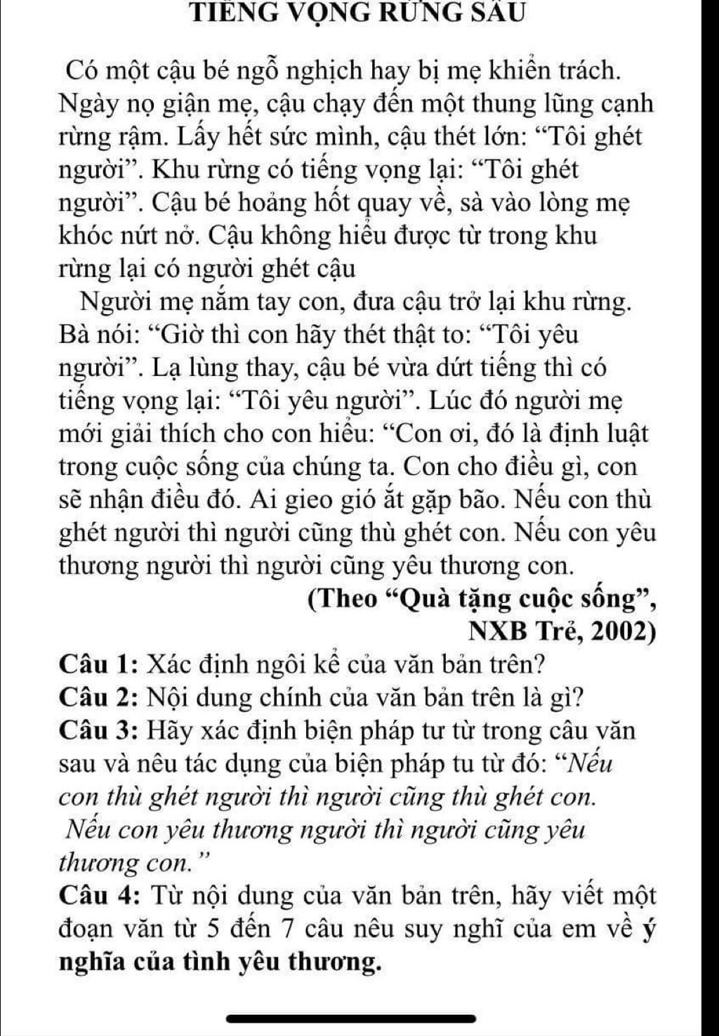 Tổng hợp văn bản tiếng vọng rừng sâu những bài học quan trọng và chất lượng