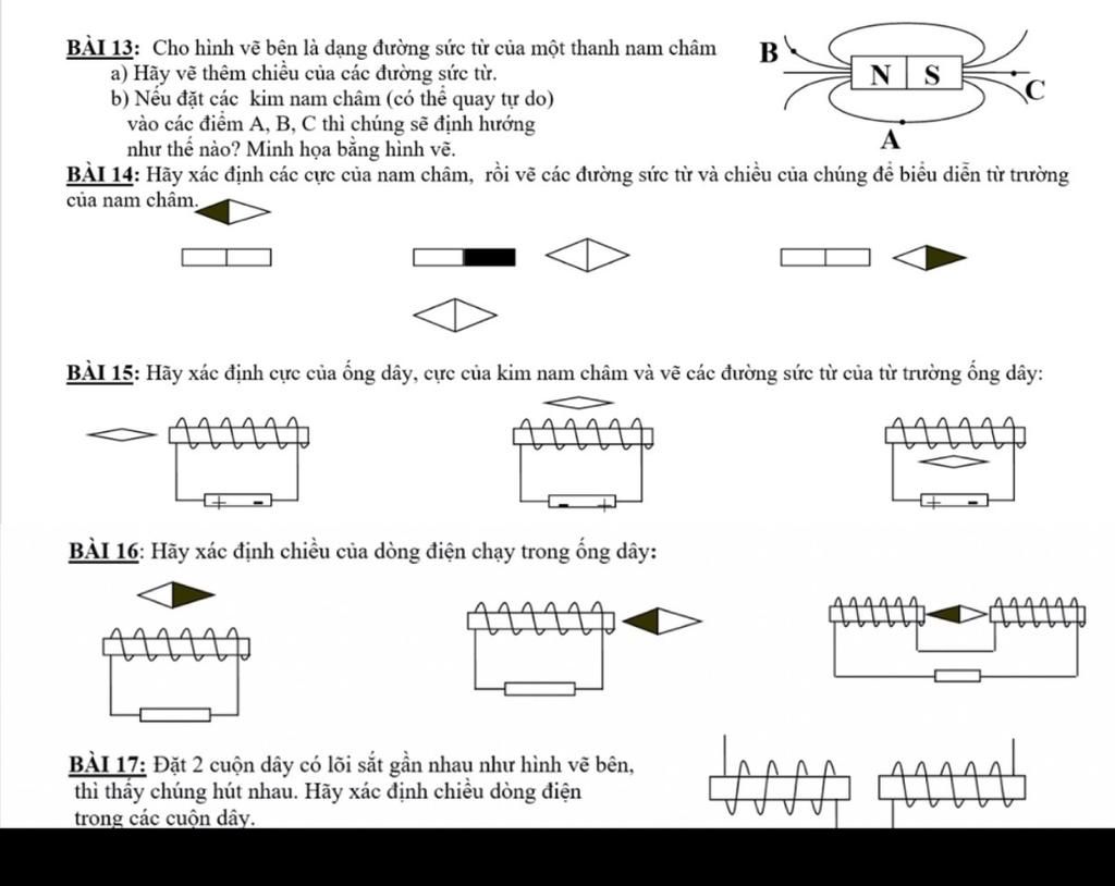 Đường sức từ có chiều đi vào và đi ra từ cực nào của thanh nam châm Hãy  dùng mũi tên đánh dấu chiều các đường sức từ của thanh nam vào