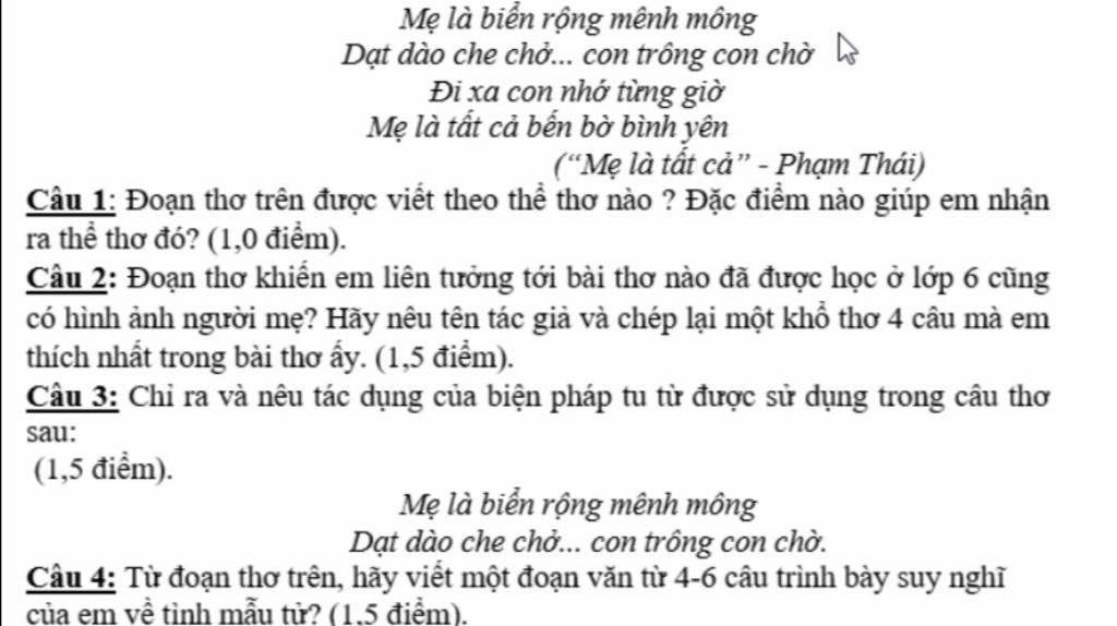 Mẹ là biển rộng mênh mông Dạt dào che ch.. con trông con chờ he Đi ...