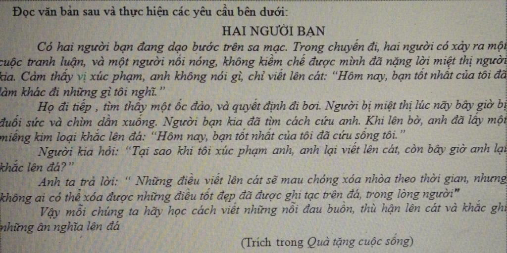 Câu 1: Phương thức biểu đạt chính của văn bản? Câu 2: Khi bị Người ...