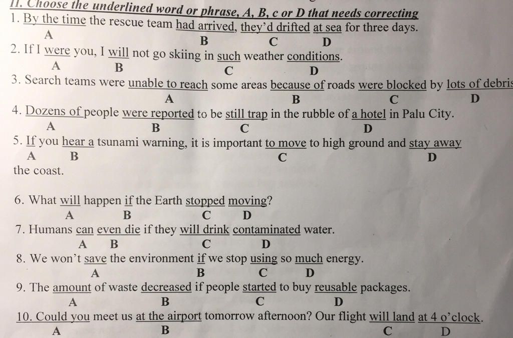 Choose The Underlined Word Or Phrase,A,B,C Or D That Needs Correcting 1 ...