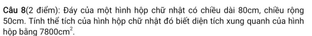 Ví dụ về các bài toán liên quan đến tính thể tích của hình hộp chữ nhật?
