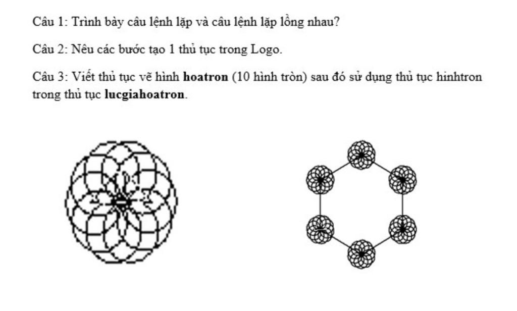 Câu 1: Trình bày câu lệnh lặp và câu lệnh lặp lồng nhau? Câu 2 ...