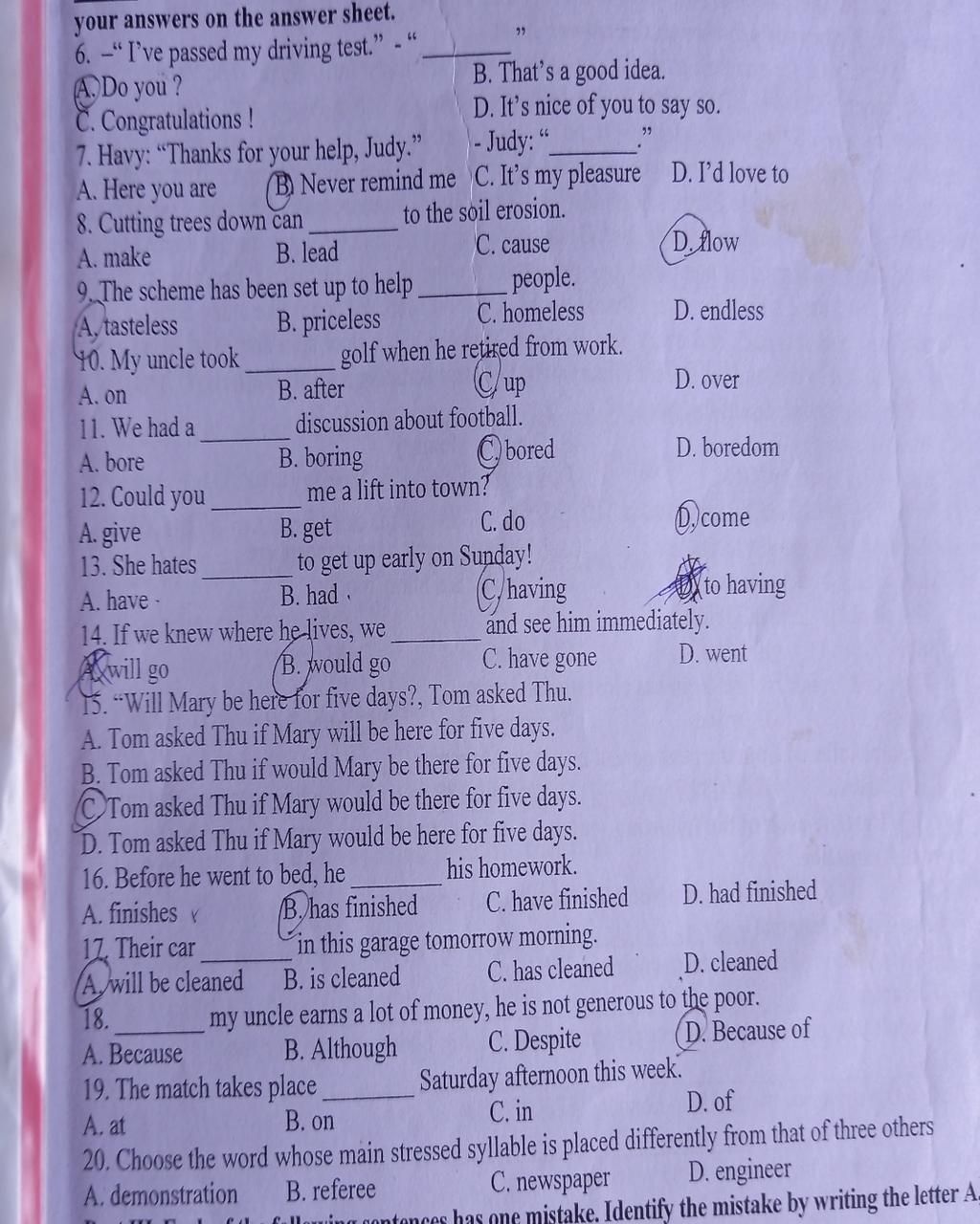 your-answers-on-the-answer-sheet-6-i-ve-passed-my-driving-test