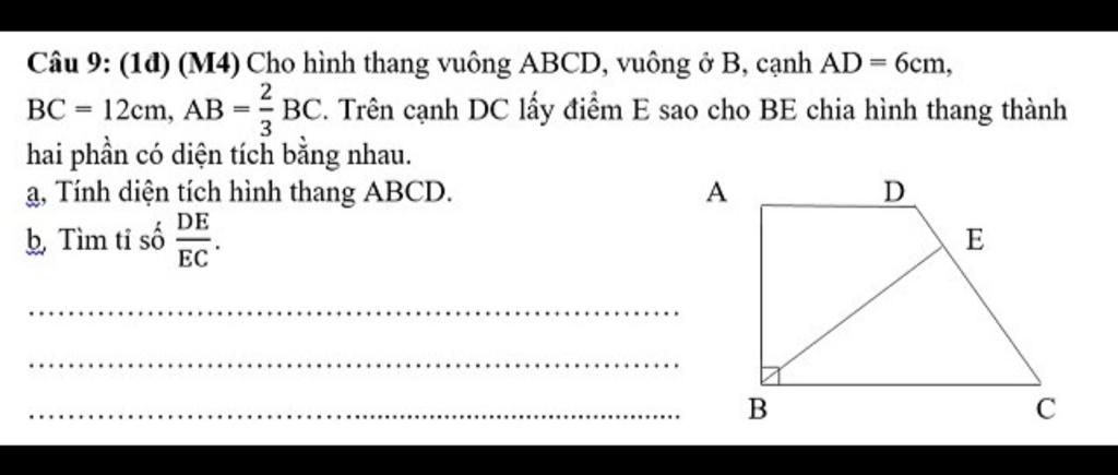 Cho hình chóp SABCD là hình thang vuông tại A B biết AD2a ABBCa Cạnh  bên SA vuông góc với đáy góc giữa SC và mặt đáy bằng 450 Thể tích c