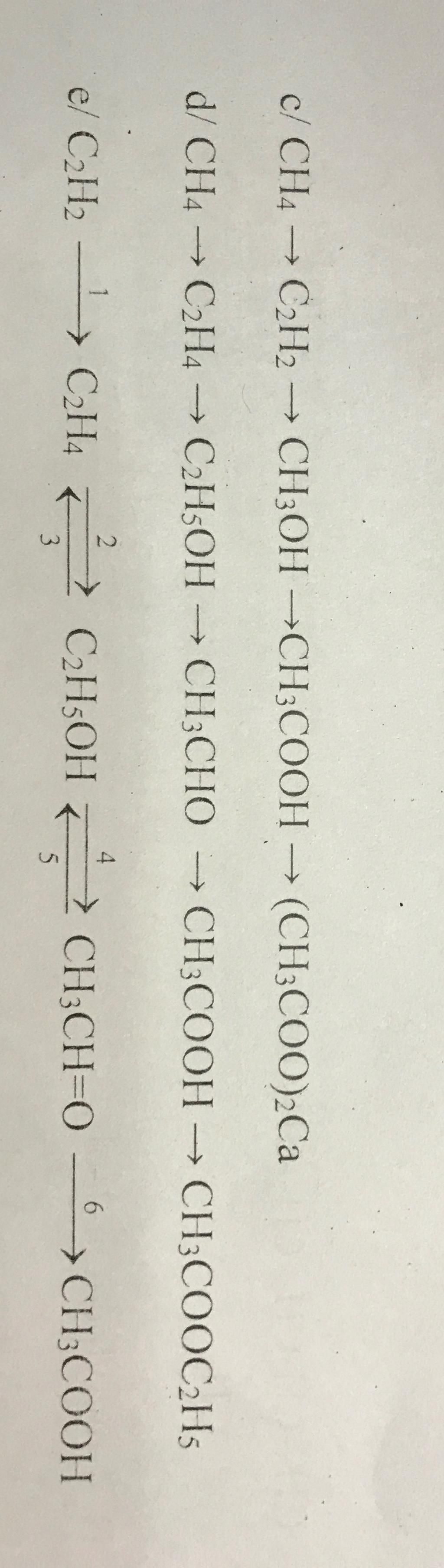 c CH4 C2H2 CH3OH CH COOH CH3COO 2Ca d CH4 C2H4 C2H5OH