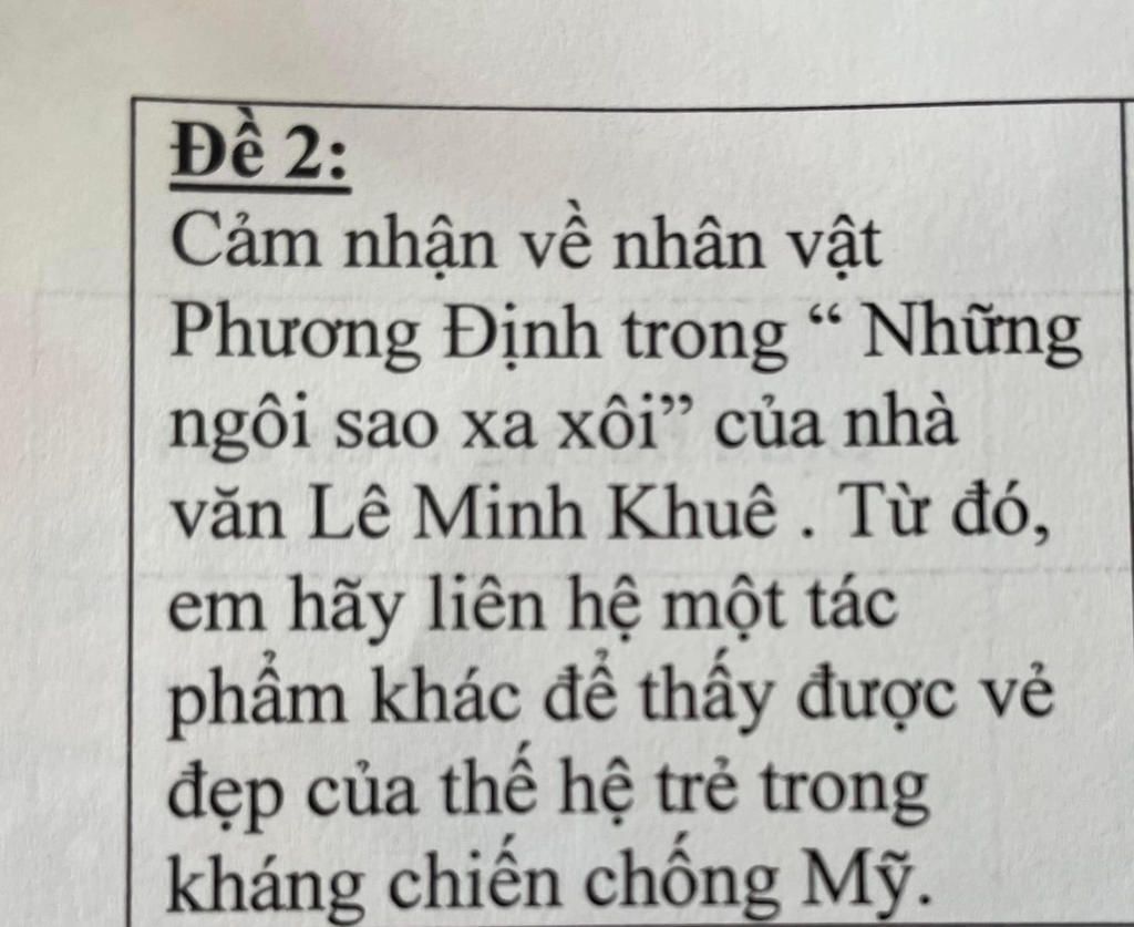 Giải Giúp Em Với Ạ Bài Văn Nghị Luận Nêu Cảm Nhận Về Nhân Vật Phương Định  Và Liên Hệ Với Một Nhân Vật Cùng Thời Đề 2: Cảm Nhận Về Nhân