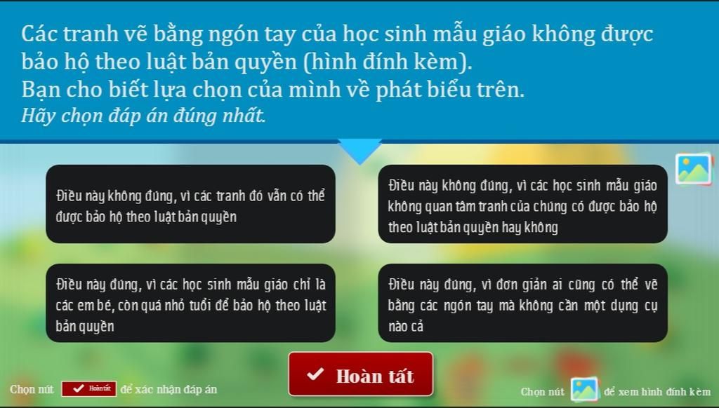 Các Tranh Vẽ Bằng Ngón Tay Của Học Sinh Mẫu Giáo Không Được Bảo Hộ Theo  Luật Bản Quyền (Hình Đính Kèm). Bạn Cho Biết Lựa Chọn Của Mình Về Phát Biểu