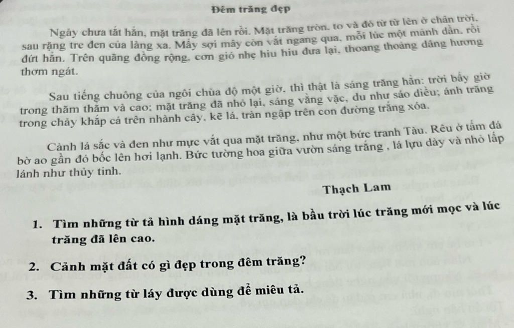 Đêm Trăng Đẹp Ngảy Chưa Tắt Hắn, Mặt Trăng Đã Lên Rồi. Mặt Trăng Tròn, To  Và Đỏ Từ Từ Lên Ở Chân Trời. Sau Rặng Tre Đen Của Làng Xa. Mẫy