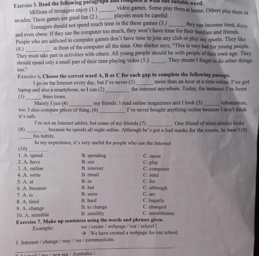 Exercise 5. Read The Following Paragraph And Millions Of Teenagers Enjoy  (1.) Arcades. These Games Are Good Fun (2.). Teenagers Should Not Spend  Much Time