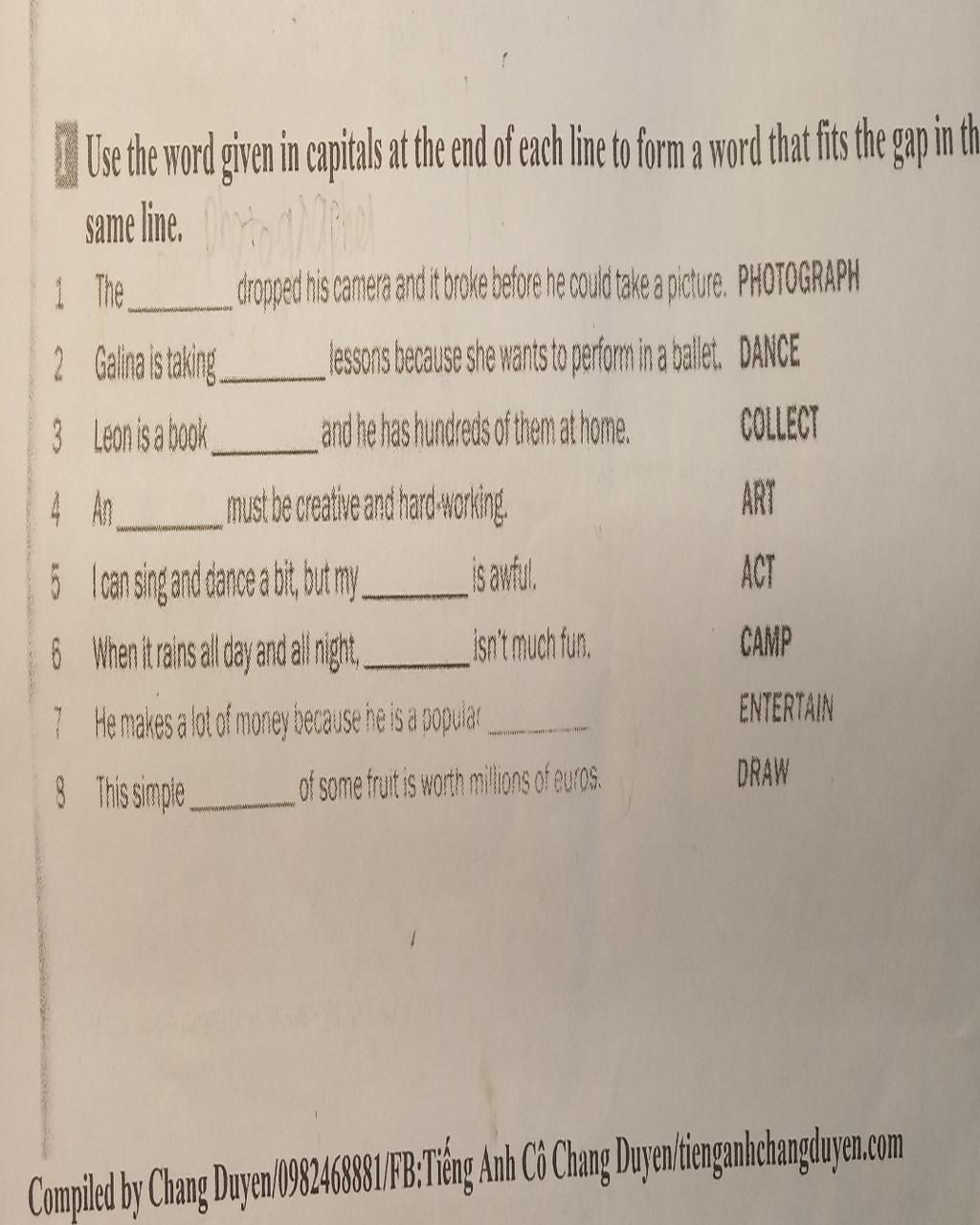 1 2 3 4 5 6 7 8 Use the word given in capitals at the end of each line ...