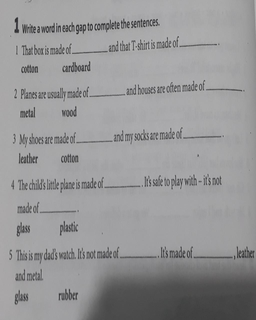 Kind 1 Write a word in each gap to complete the sentences. I That box