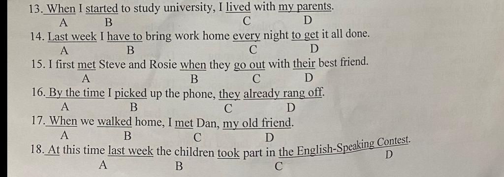 13. When I Started To Study University, I Lived With My Parents. A B C ...