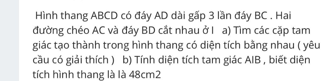 Hình thang ABCD có đáy AD dài gấp 3 lần đáy BC . Hai đường chéo AC và ... When i returned home my childhood best friend was broken