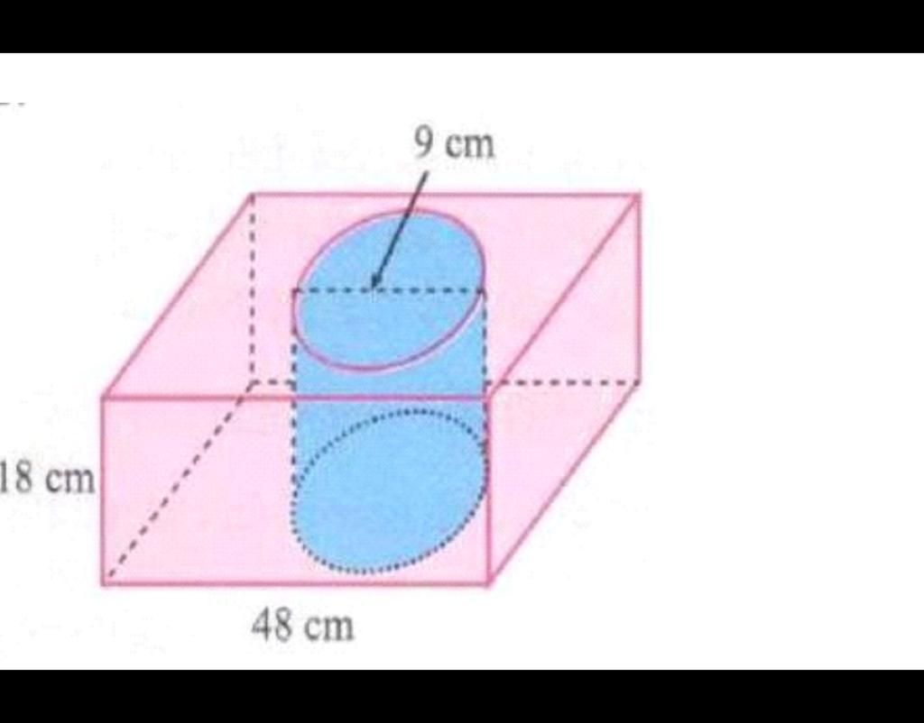 Người ta khoan một lỗ hình trụ đường kính 9 cm xuyên qua một khối ...