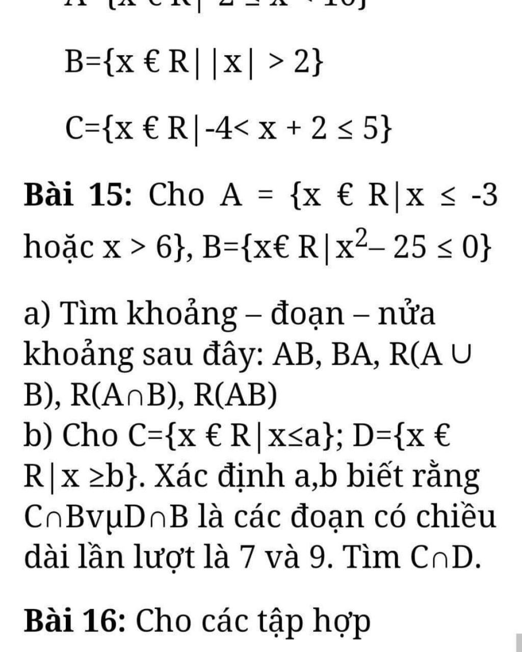 Giải Hộ Mình Câu 15 Với ạ Mình Không Hiểu Kh Giải đc B {x € R X 2} C {x € R 4 6} B {x€ R