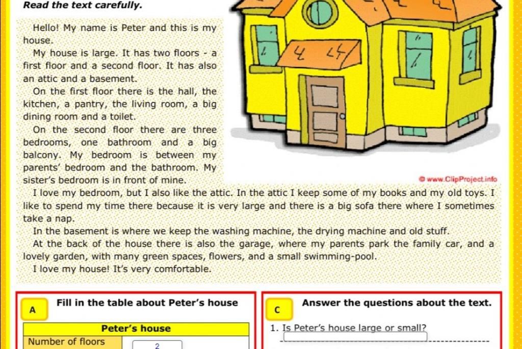 Read The Text Carefully. Hello! My Name Is Peter And This Is My House. My  House Is Large. It Has Two Floors - A First Floor And A Second Floor. It Has