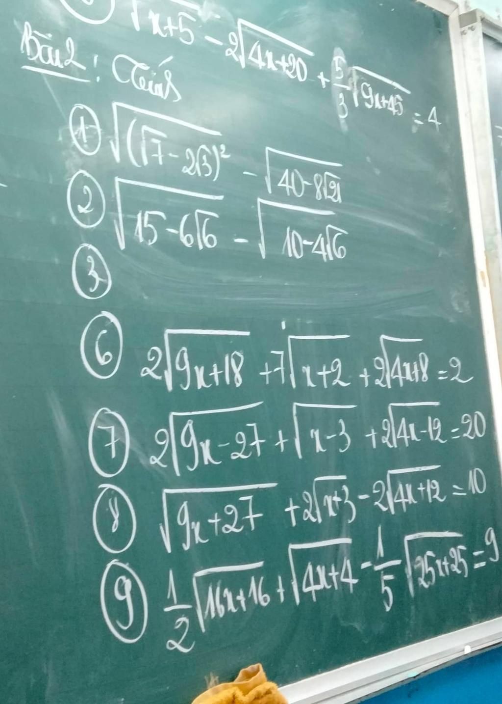 √x+5-2/41+20 +=√9+es +-191+45 boul! Cains 10√(17-261² - 140-80 Ⓒ√15-616 ...