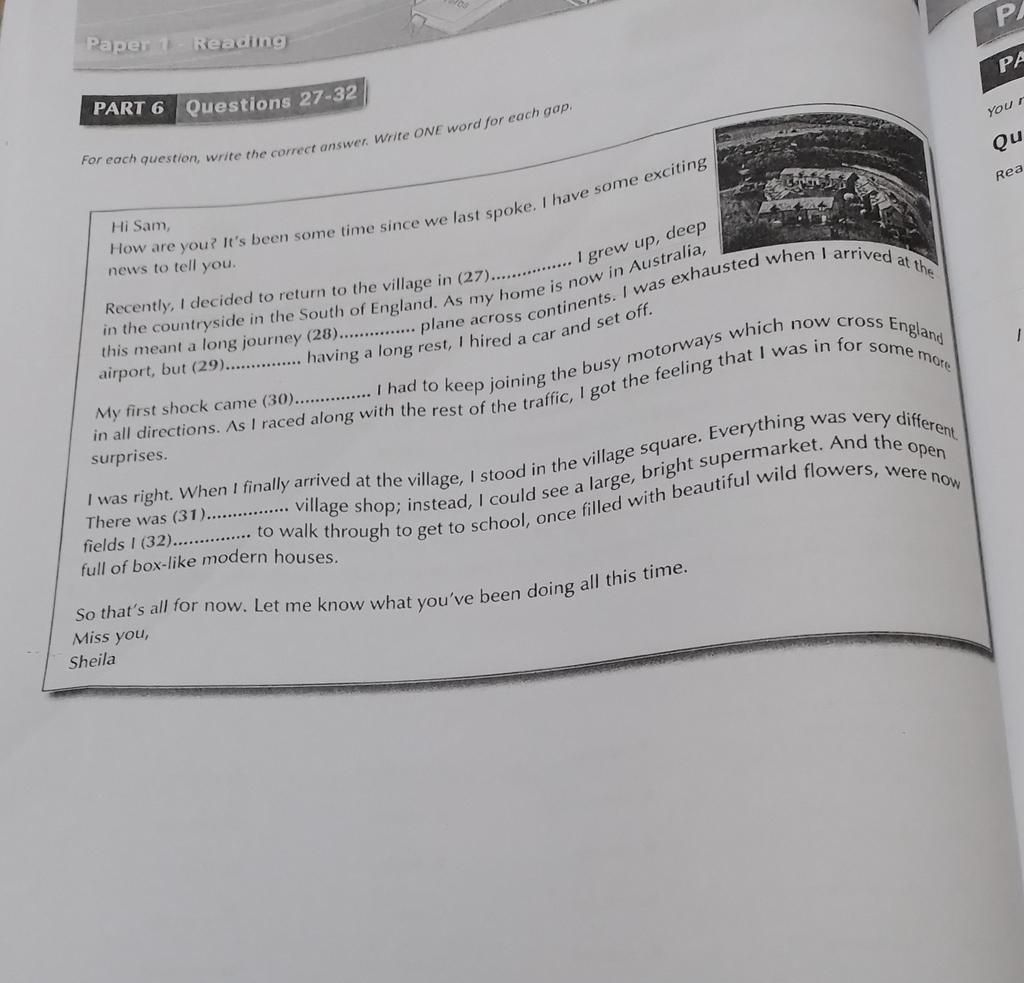 Paper 1 - Reading Part 6 Questions 27-32 For Each Question, Write The  Correct Answer. Write One Word For Each Gap. Hi Sam, How Are You? It'S Been Some  Time