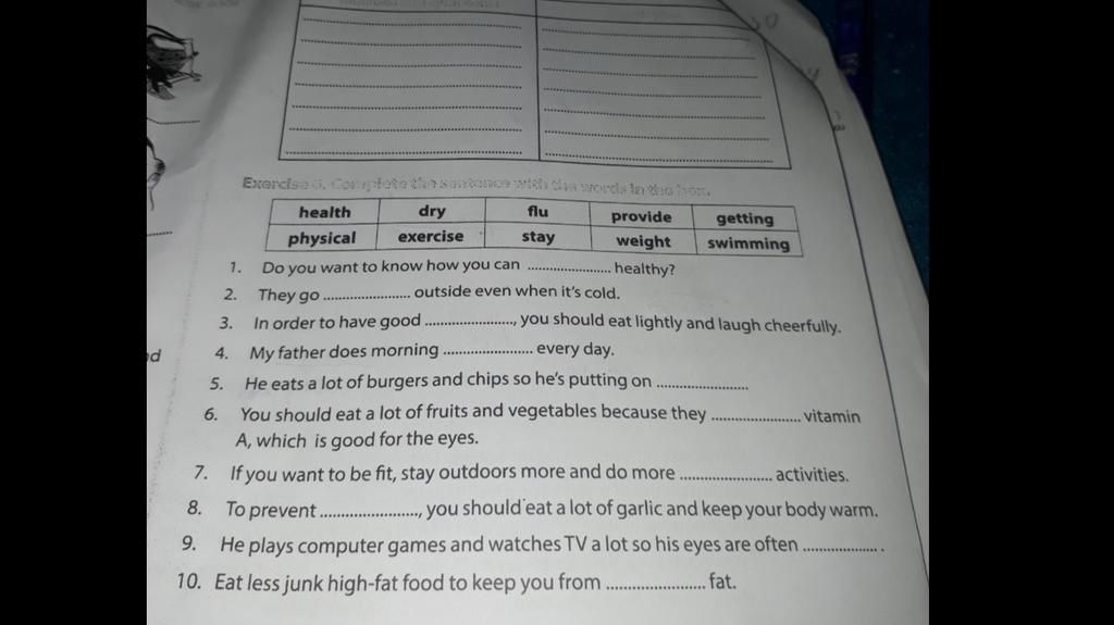 d 8. 9. 2. 3. 4. 6. 1. 5. Exercises. Complete the sentence with claw