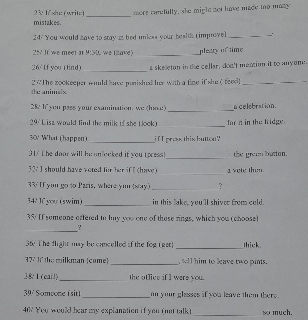 Exercise 1: put the verbs in brackets in correct tenses Giup minh v?i ...